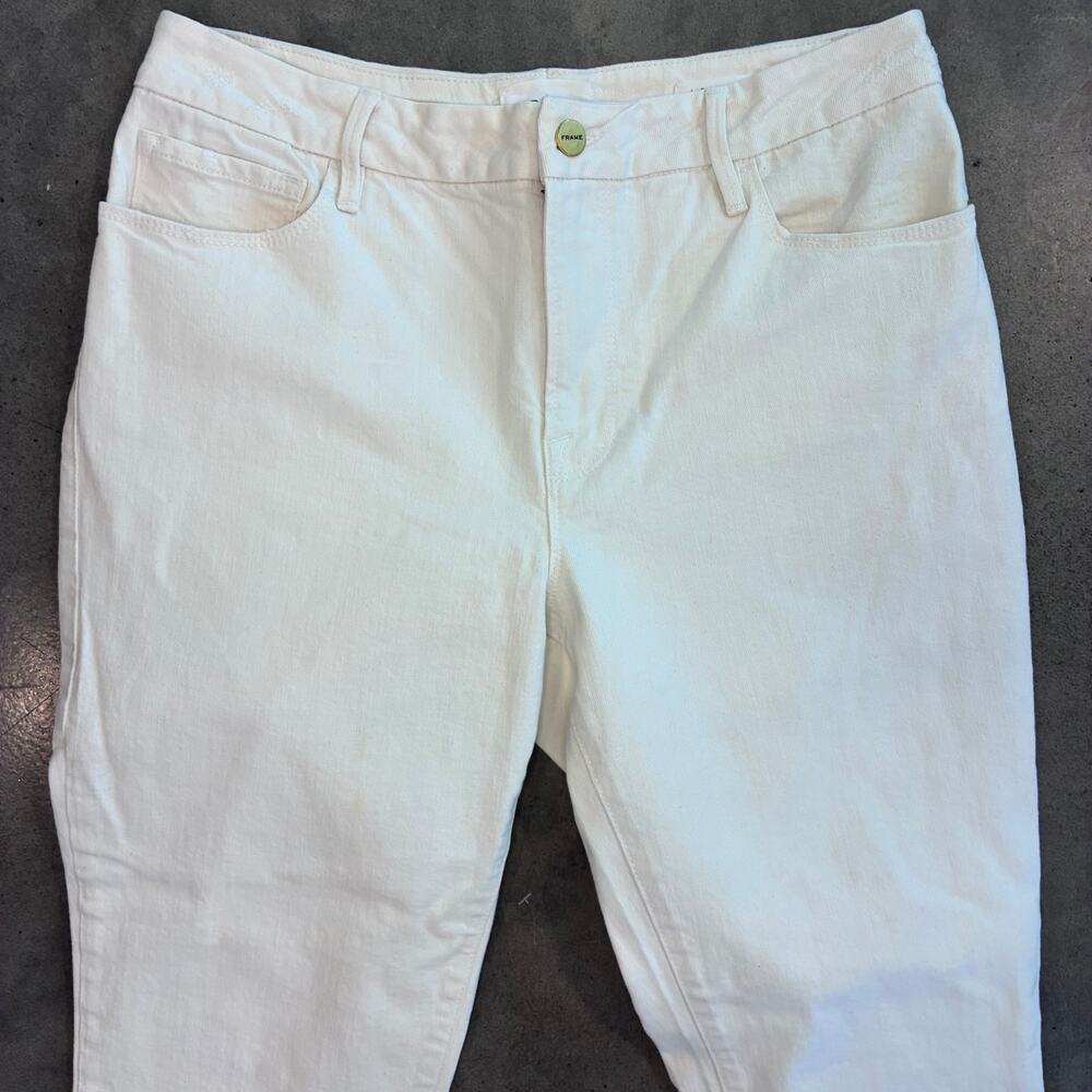 FRAME le crop mini boot White denim ankle crop jeans Womens Large 32 - Picture 3 of 5